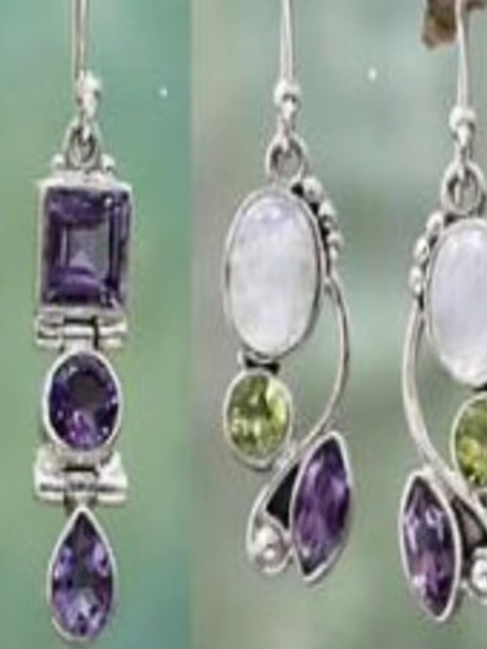 Vintage Silver & Purple Earrings 2 Sets